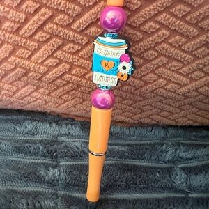 Handmade Orange and Pink Caffeine Pen